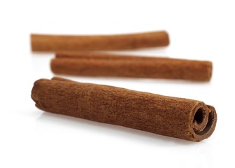 Cinnamon Bark, cinnamomum zeylanicum, Spice against White Background
