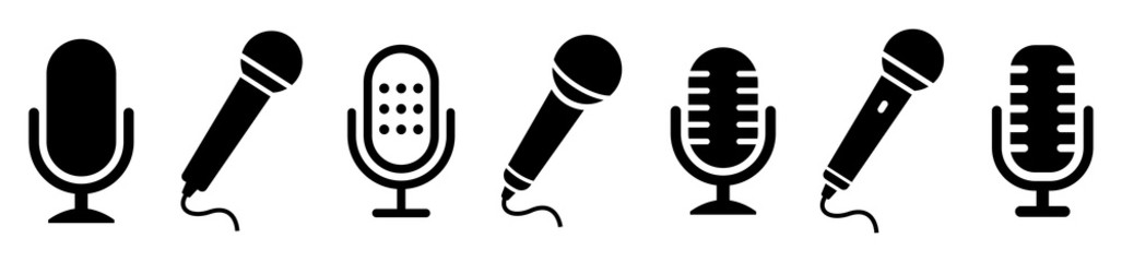 Microphone icon set. Different microphone collection. Vector - obrazy, fototapety, plakaty