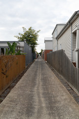 Fototapeta na wymiar A narrow suburban alley in Melbourne, Australia