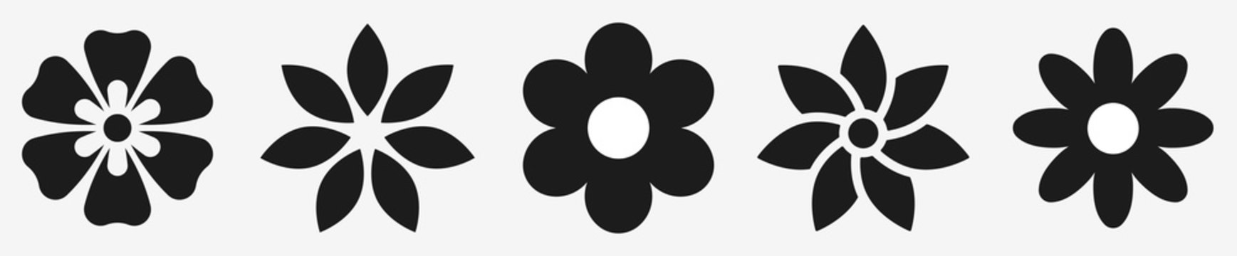 Naklejki Flower icons set isolated on white background. Flower simple icon. Vector illustration