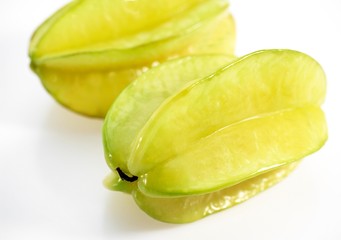 Carambola Star Fruit, averrhoa carambola, Fruit against White Background
