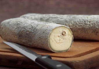 French Cheese called Sainte Maure de Touraine, Cheese made with Goat Milk