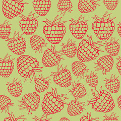 seamless vector pattern with raspberry on the beige background