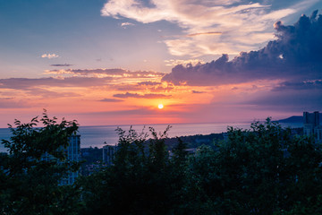 sunset over the lake