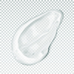 Aloe gel smear. Transparent facial cleanser, peeling, shampoo or shower gel, above. Pure cosmetic smudge with air bubbles realistic vector illustration. Swatch moisturizer lotion. Skincare product