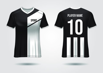 Naklejka premium T-Shirt Sport Design. Soccer jersey mockup for football club. uniform front and back view. Template Design