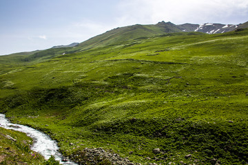 Fototapeta premium Anadolu villagers with rivers and mountains. ikizdere, Rize Turkey