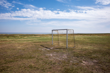 football goal in the meadow