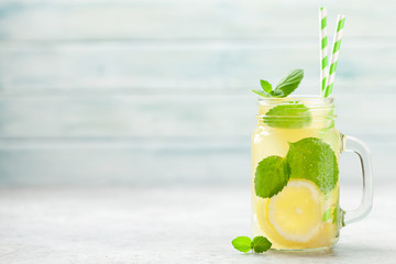 Lemon and mint homemade lemonade