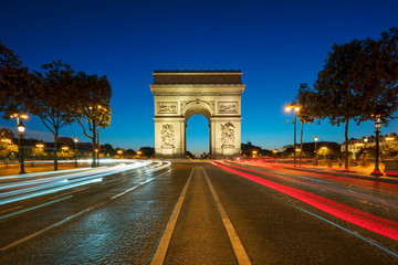 Famous Arc de Triomphe at night