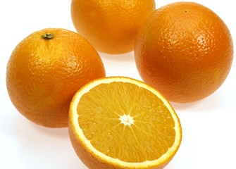 Orange, citrus sinensis, Fruits against White Background