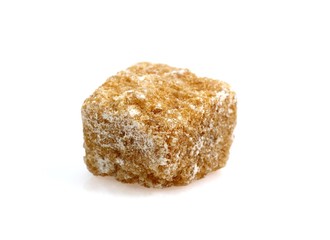 Brown Cube Sugar against White Background