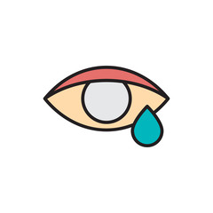 Allergic reaction cry vector icon symbol eye isolated on white background