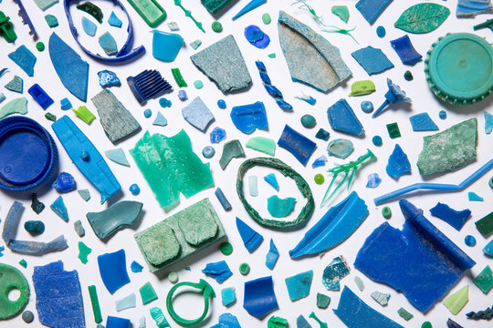 Different types of microplastics found on the beach