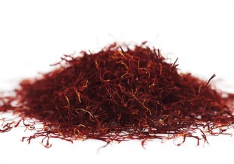 Naklejka premium Saffron Extracted from Saffron Crocus Flower Stigmas, crocus sativus