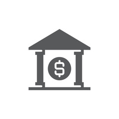 Bank building vector icon symbol isolated on white background