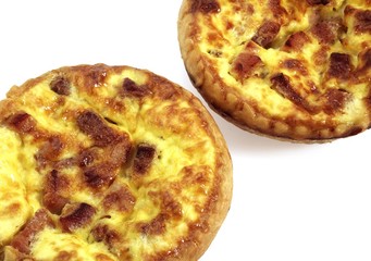 French Lorraine Quiche against White Background