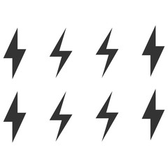 Lightning vector set isolated from background. Simple icon storm or thunder and lightning strike isolated from the background.