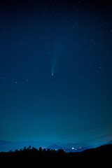 night sky with stars and neowise comet with a landscape © Vincenzo H. Langone