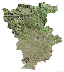 Mila, province of Algeria, on white. Satellite