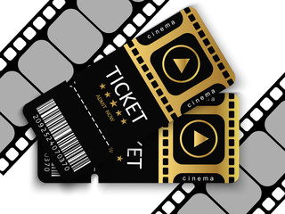 Tickets for attending an event or film on a transparent background. Beautiful modern travel flyers.	
