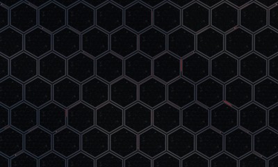 Hexagonal grid surface. Geometry pattern. Abstract hexagon with metal plate texture background. 3D rendering image