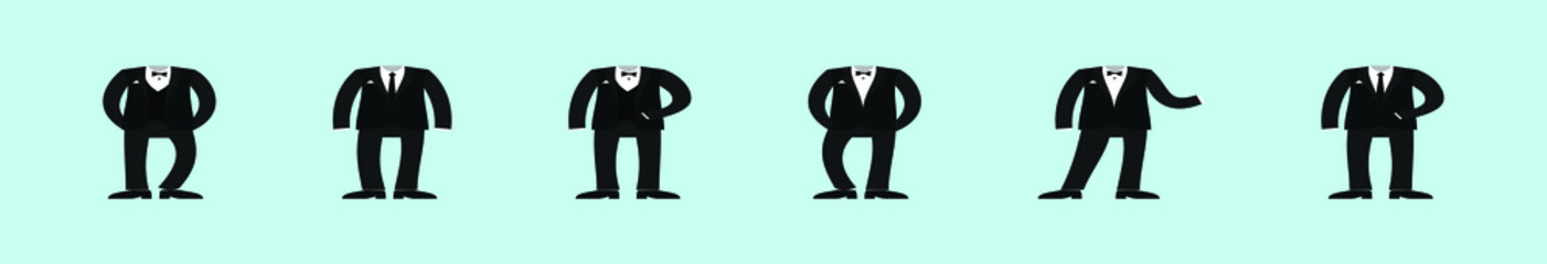 set of black and white suits.Vector illustration isolated on blue background