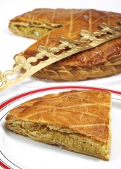 Galette des Rois and its Crown, French King Cake celebrating Epiphany