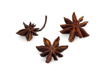 Badian or Star Anise, illicium verum against White Background