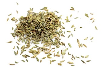 Fennel's Seed, foeniculum vulgare against White background