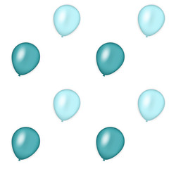 colored set of blue balloons isolated on white background, vector illustration