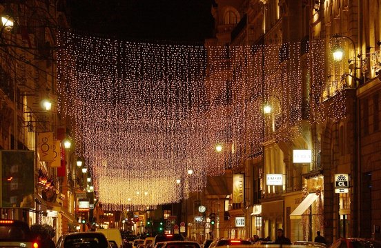 Christmas Illuminations at Saint Honore Street in Paris
