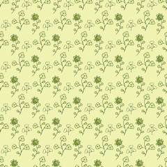 seamless pattern, floral ornament, green background