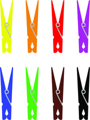 vector illustration of colorful clothespins silhouette
