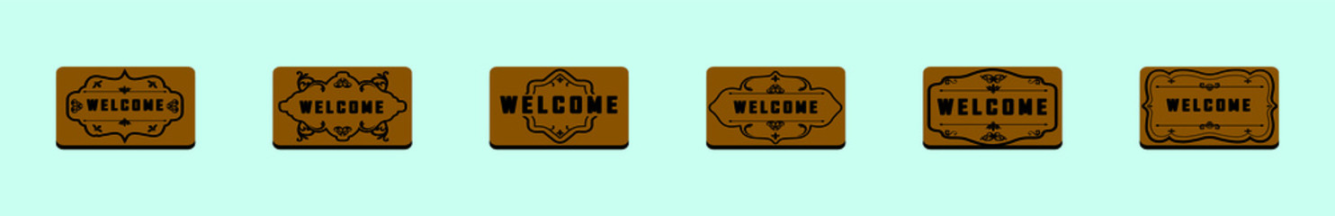 set of welcome door mat with various model. vector illustration