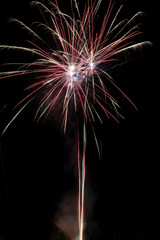 Colorful firework on the night sky. New Year celebration fireworks. Abstract firework isolated on...