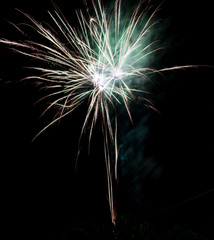 Colorful firework on the night sky. New Year celebration fireworks. Abstract firework isolated on...