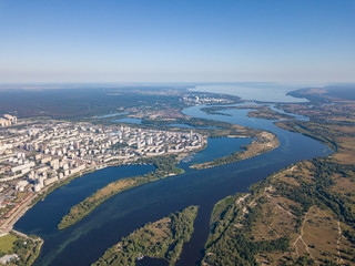 View of the Dnieper and Kiev from above.