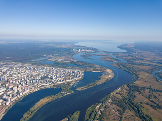 View of the Dnieper and Kiev from above.