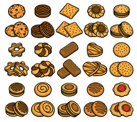 Cookies set. Collection icon cookies. Vector