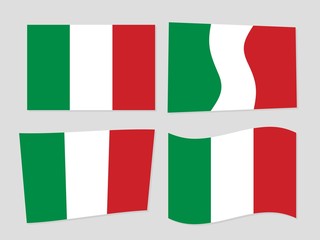 isolated Italy waving set of flag for icon, banner. vector design