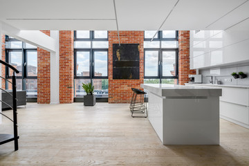 Spacious kitchen in loft apartment
