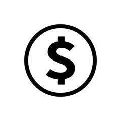 Dollar coin money icon. Internet flat icon symbol for applications.