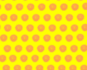 Halves of an orange on a yellow background