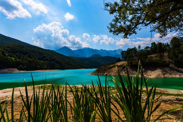 lake and mountains