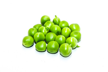 A picture of green pea on white background