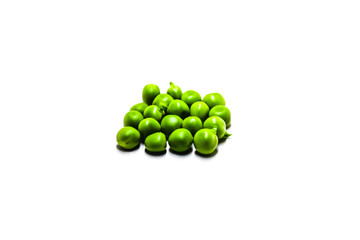A picture of green pea on white background