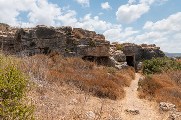 Remains  of the ruins of the old Phoenician fortress, which later became the Roman city of Kart, near the city of Atlit in northern Israel
