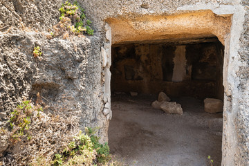 Remains  of the ruins of the old Phoenician fortress, which later became the Roman city of Kart, near the city of Atlit in northern Israel