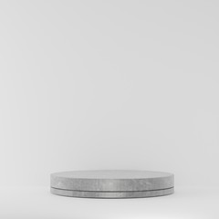 steel podiums on white background. Abstract pedestal scene with geometrical. Scene to show cosmetic products presentation. Mock up design empty space. Showcase,shopfront,display case,3d render